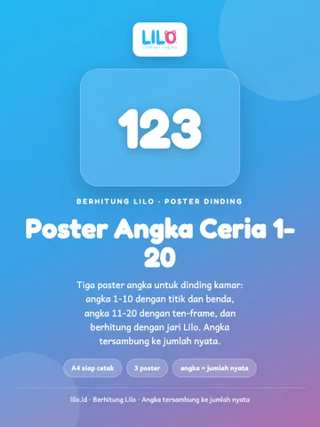Poster Angka Ceria 1-20