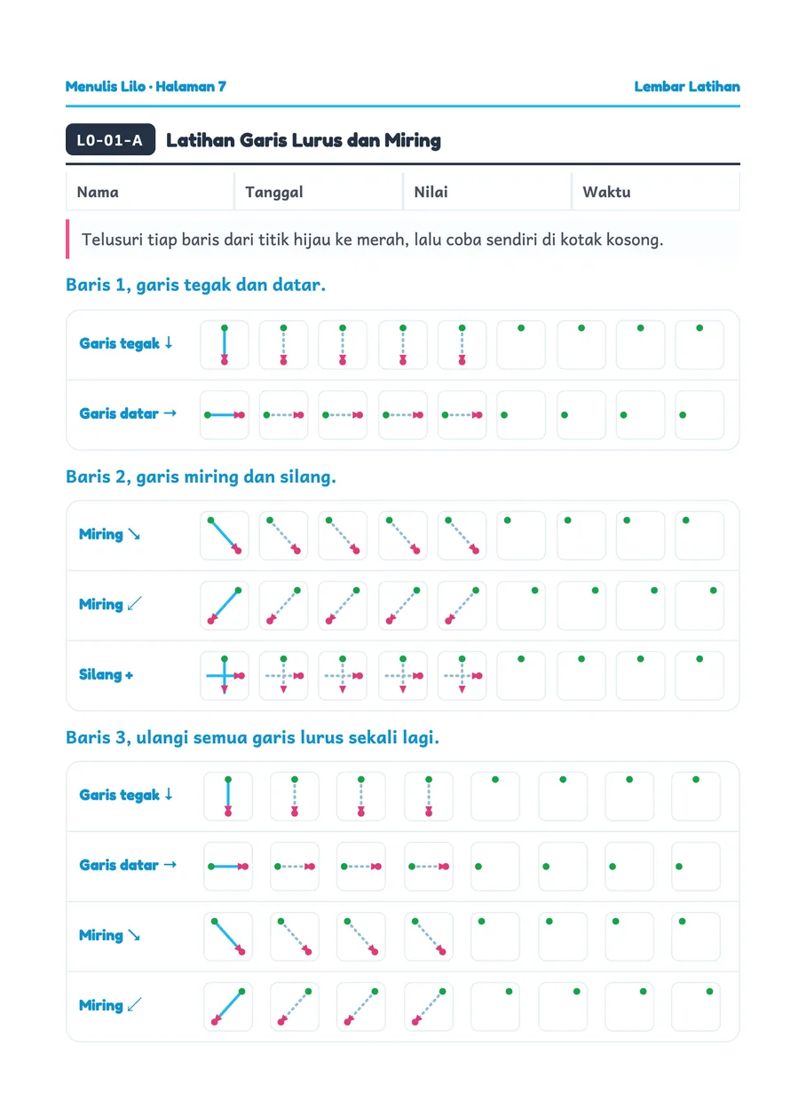 Lilo worksheet: Tracing curves and circles