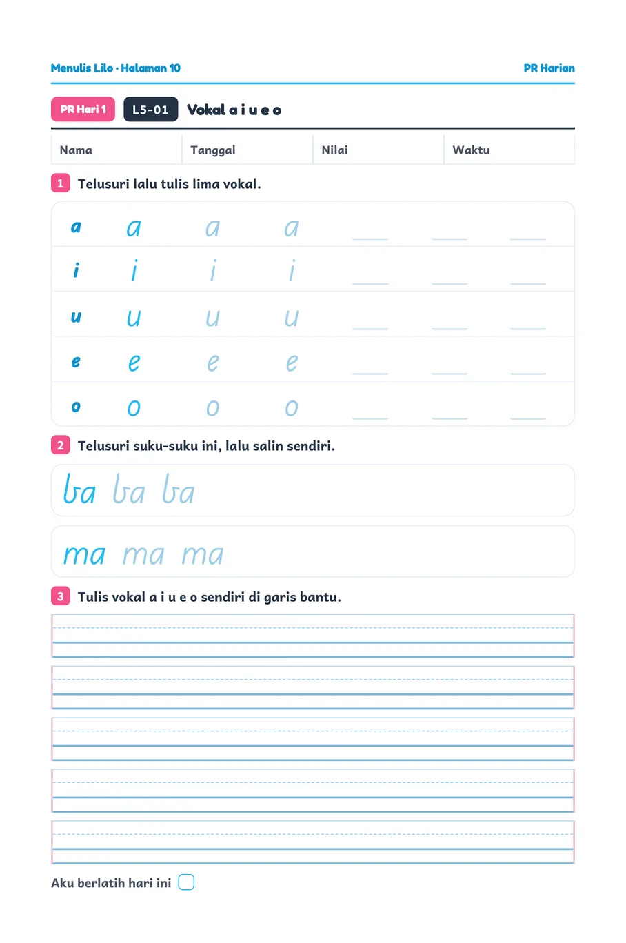 Lilo ruled line writing worksheet