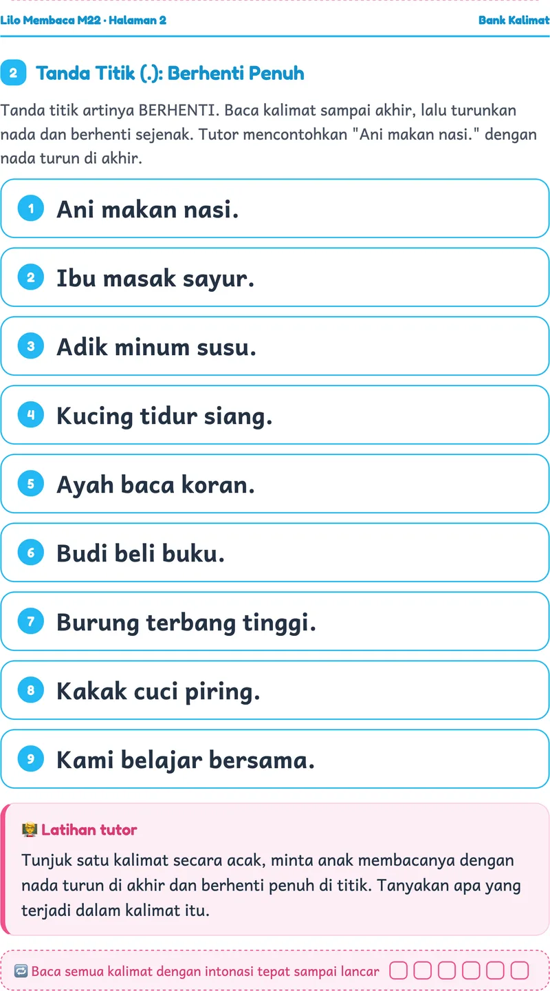 Cuplikan worksheet asli Tanda Baca dan Intonasi